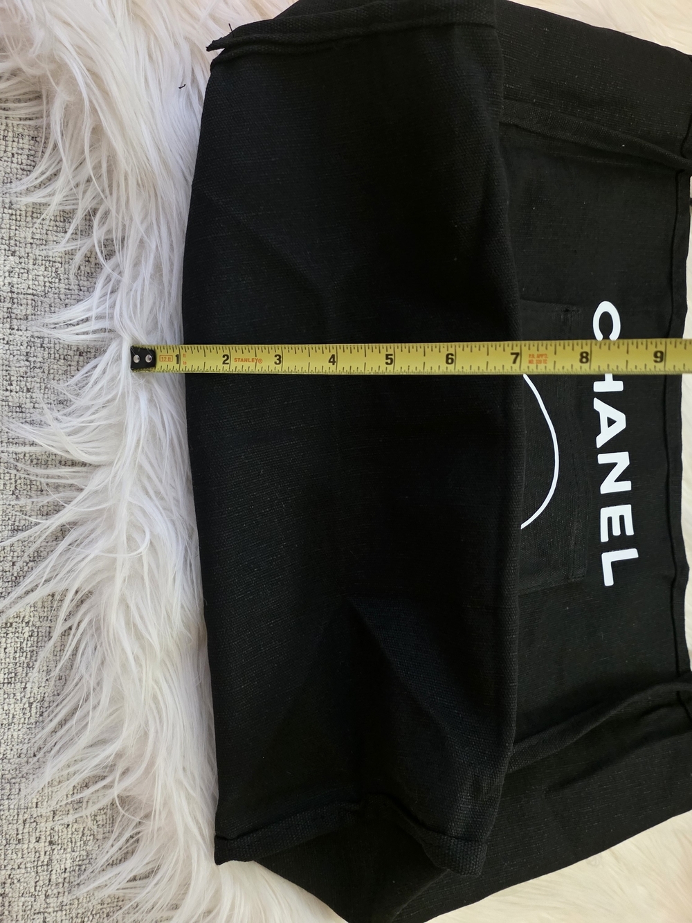Black Canvas Tote Bag with White Print - Picture 9 of 9
